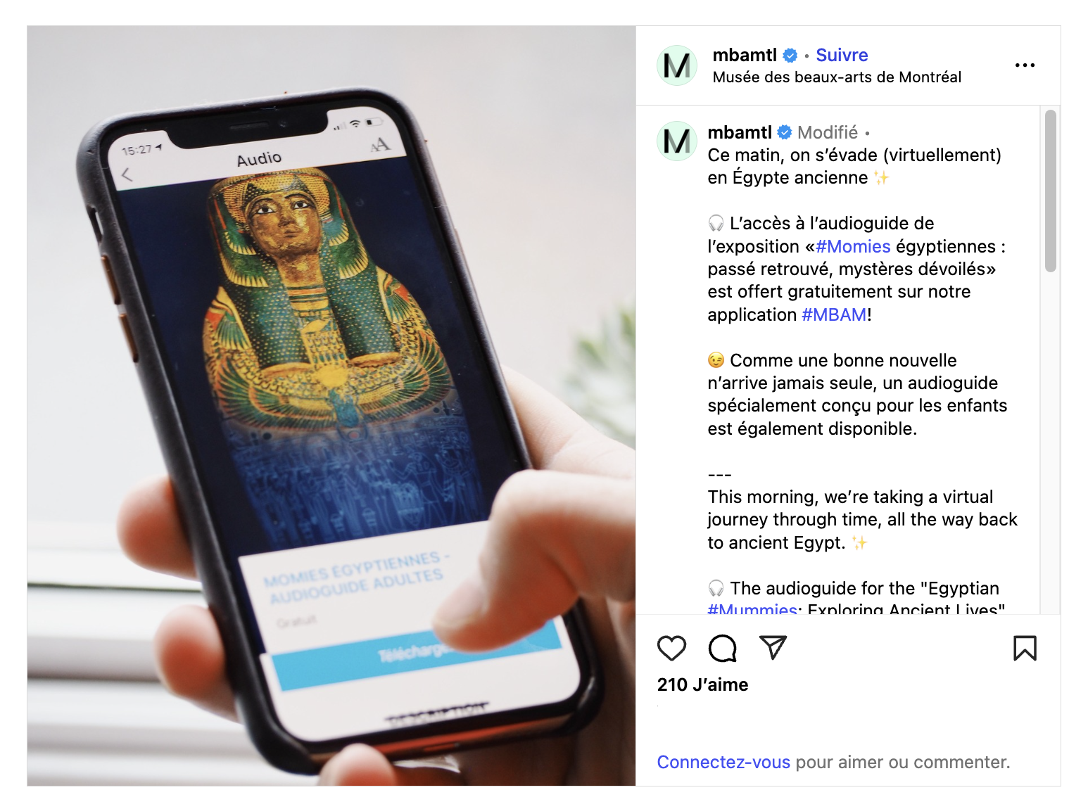 Exemple post Instagram - app mobile